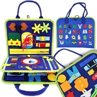 TABLICA EDUKACYJNA MANIPULACYJNA MONTESSORI SENSORYCZNA KSIĄŻECZKA MIĘKKA