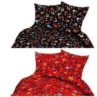 pościel bawełna lux 220x240 + 2x70x80 zamek B 267 DUO kogucik czarny /czerw