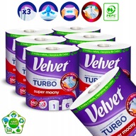 Velvet RĘCZNIKI PAPIEROWE KUCHENNE TURBO 6pak ROLEK 340 LISTKÓW 3 WARSTWOWY