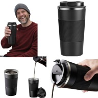 KUBEK TERMNICZNY CZARNY 510 ML STAL NIERDZEWNA TERMOS CZARNY