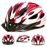Kask rowerowy męski damski BIAŁY CZERWONY miejski regulowany M L 54-62 cm