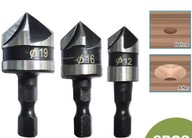 3SZT SZEŚCIOKĄTNY 90 STOPNI OSTRZY FAZOWNIK 12/16/19MM WIERTŁO POGŁĘBIAJĄCE