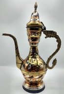 Egipt PRZEPIĘKNY dzbanek ręcznie rzeźbiony kolorowy metal - kolekcjonerski