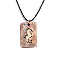 Konik morski - wisiorek z miedzi i alpaki. Ręczna praca.