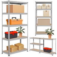 REGAŁ MAGAZYNOWY METALOWY DREWNIANY 180X90X40 750KG GARAŻ BEZ ŚRUB 5 PÓŁKI