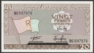 Rwanda 20 franków 1976 - BC - stan bankowy UNC