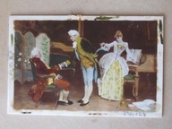 XVIII w. Scenka dworska - obrazek malowany na szkle.