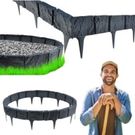 PALISADA OGRODOWA TWORZYWO SZTUCZNE KAMIEŃ ANTRACYTOWA SOLIDNA 390x18.5cm