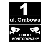 Zestaw 2 tabliczki numer domu, ulica, obiekt monitorowany 2w1