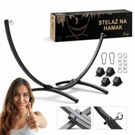 STELAŻ NA HAMAK RAMA DO HAMAKA STOJAK OGRODOWY METALOWY CZARNY DWUOSOBOWY