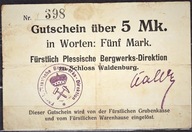 Nodgeld Wałbrzych 5 Mk. Dyrekcja Górnictwa