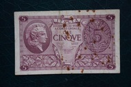 Banknot Włochy 5 Lir 1944 rok !!!