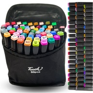 MARKERY ALKOHOLOWE 60 SZT DWUSTRONNE FLAMASTRY PISAKI ZESTAW Z TORBĄ