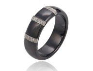OBRACZKA CZARNA CERAMIKA HIGH TECH 6MM 3 PASKI,CYRKONIE R.14