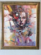 Pitsko Giennadij-Czarująca dziewczyna-obraz olejny 40x50z ramą 49x59