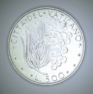 .WATYKAN, PAWEŁ VI, 500 LIRÓW. Ag 24