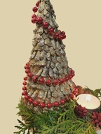 CHOINKA Z SZYSZEK NA BIURKO ŚWIĄTECZNA RECZNIE ROBIONA 20CM STROIK