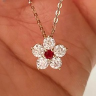 NASZYJNIK ANKIER ŁAŃCUSZKOWY cyrkonia CIENKI DŁUGI SEXY kwiatuszek kwiat