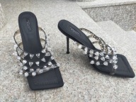 TOPSHOP WIDE FIT nr 42/9UK czarne sexy klapki na szpilce nowe