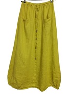 włoska długa SPÓDNICA lniana kieszeniami 36/38/40