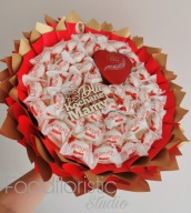 Bukiet 30 cm, Lindt serce +Rafaello PREZENT WALENTYNKI ZARĘCZYNY DZIEŃ MAMY