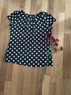 Bluzka czarna z krótkim rękawem w białe groszki Wallis r. 40