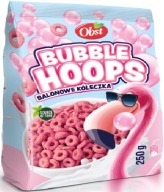 Płatki Śniadaniowe BUBBLE HOOPS Balonowe Kółeczka Smak Gumy Balonowej 250 g