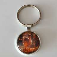 Brelok do kluczy, szkło, las,sarenka