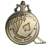 Zegarek Kieszonkowy Poker Pik Royal Flush - Brązowy + Łańcuszek na Prezent