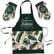 ZESTAW FARTUCH KUCHENNY RĘKAWICE KUCHENNE NA DZIEŃ BABCI PREZENT