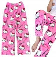 SPODNIE PIŻAMOWE DRESOWE HELLO KITTY RÓŻOWE CIEPŁE XS/M / L-XL