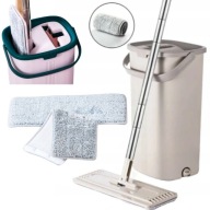 MOP OBROTOWY PLASLKI Z WIADREM DWUKOMOROWY 3W1 TELESKOPOWY SZARY 2 + WKLADY