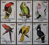 *T.0989*mS Znaczki, seria FAUNA Ptaki Papugi, ornitologia, ptaki egzotyczne