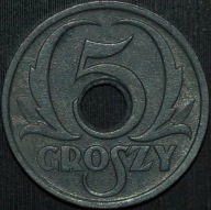 5 groszy 1939 GG - piękny egzemplarz