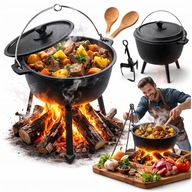 KOCIOŁEK ŻELIWNY 10L NA OGNISKO GARNEK MYŚLIWSKI WĘGIERSKI PIECZONKI GRILL
