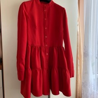 By Mielczarkowski 36 S czerwona sukienka krótka mini falbanki