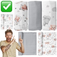 PIELUCHY MUŚLINOWE WIELORAZOWE PIELUSZKI ZESTAW 3szt. 60x80cm CZTERY SŁONIE