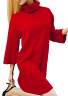 z_a_r_a BAWEŁNIANA czerwona sukienka z luźnym golfem M