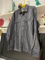 KOSZULA TED BAKER SPORTOWA POPIEL POŁYSK Z LNEM