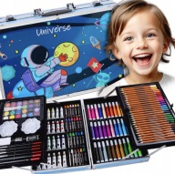 ZESTAW ARTYSTYCZNY MALOWANIA WALIZKA KREDKI FARBY PREZENT DZIEŃ DZIECKA XXL