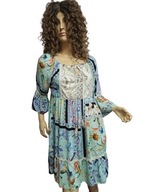 WŁOSKA SUKIENKA haft cekiny z falbanami 38