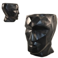 OSŁONKA GIPSOWA DONICZKA Z GIPSU GŁOWA NA PREZENT DUŻA DONICA KWIATY CZARNA