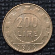 *WŁOCHY [0089]*200 Lirów 1998r. Republika Włoska, Legenda 200 LIRE