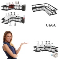 Półka Łazienkowa Narożna Wisząca Pod Prysznic Bez Wiercenia Czarna Loft 2X