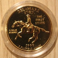 USA 25 CENTÓW 1 MONETA STANY USA 1999 Delaware PLATEROWANY + CERTYFIKAT