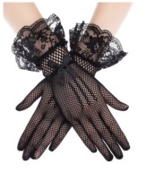 Koronkowe rękawiczki Kabaretki z kokardą gotyckie eleganckie vintage R017k