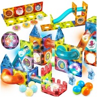 KLOCKI MAGNETYCZNE KONSTRUKCYJNE ŚWIECĄCY TOR 3D KINDERPLAY 75 EL