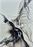 Cisza ruchu, abstrakcja, farby akrylowe, perła fiolet, aukcja charytatywna