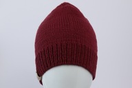 Wełniana czapka merino XL rękodzieło czerwone wino