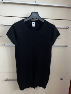 Gap 38 M 36 S czarna dzianinowa bluzka warkoczowy wzór sweter krótki rękaw